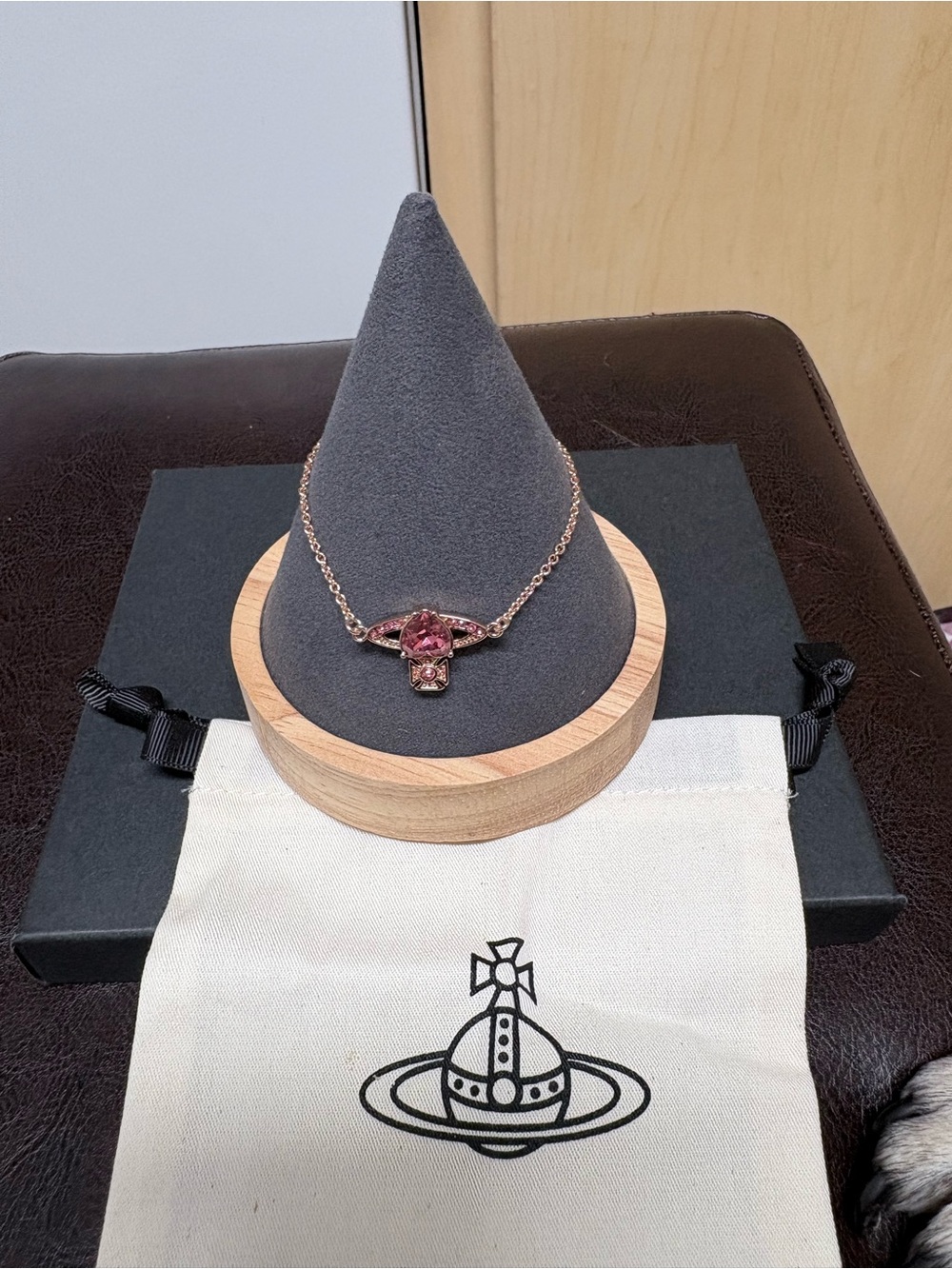 Vivienne Westwood Rose Gold Pink Orb Pendant Necklace